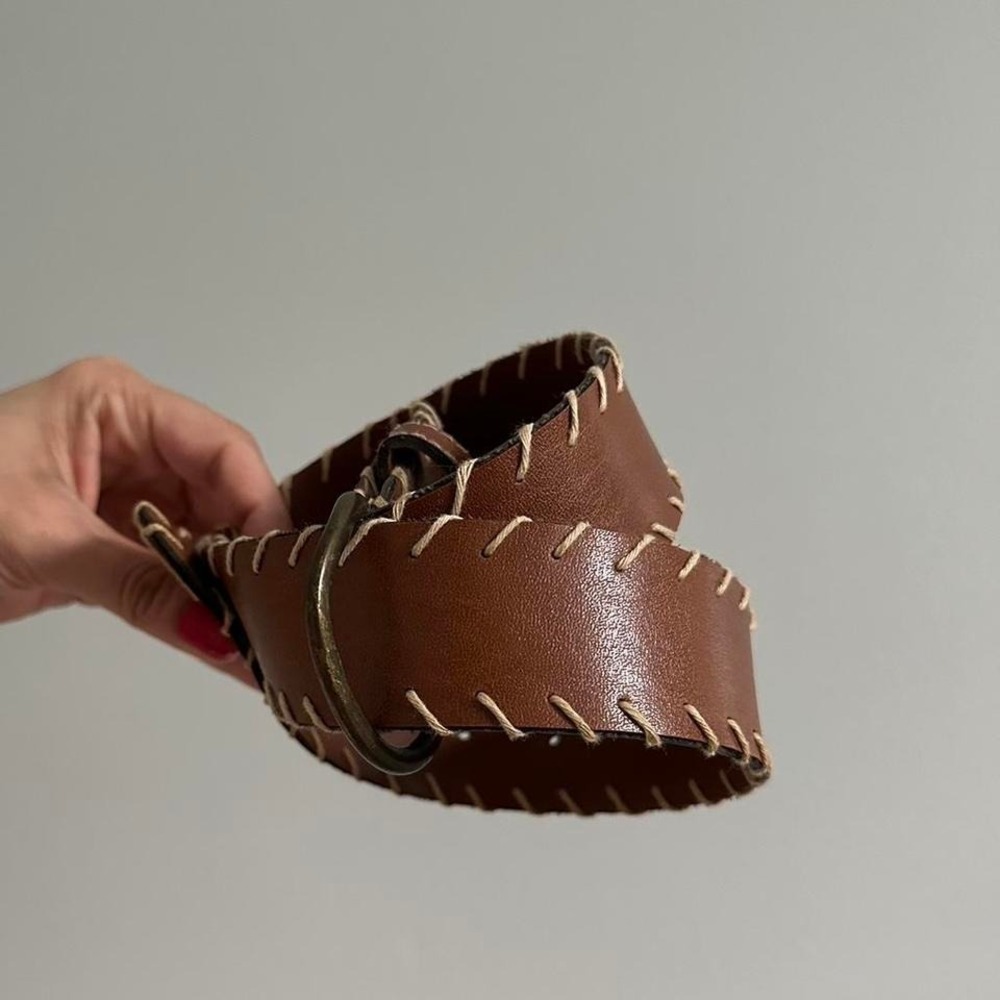 Brown vintage whipstitched belt